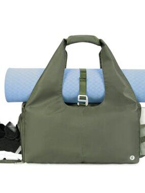 Yoga Gym Tote Bag with Wet Dry Pockets, Shoe Compartment, Yoga Mat Carrier,